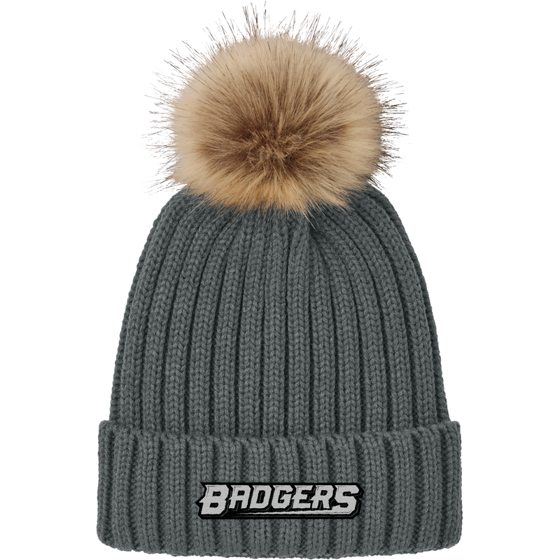 Allegheny Badgers Faux Fur Pom Beanie